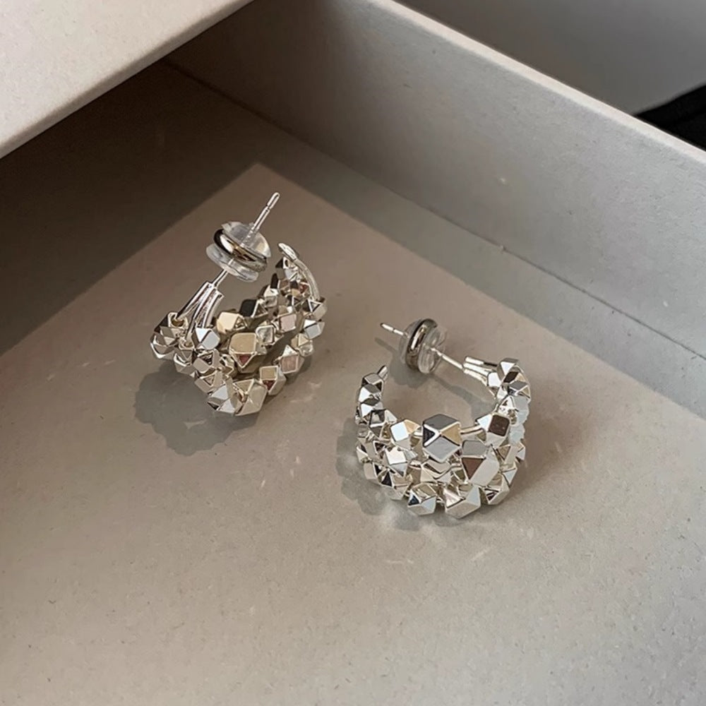 Silver Small Pieces Of Silver Stud Earrings Female Niche