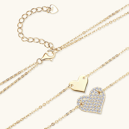 Heart-shaped Design Pendant High-grade Double-layer Twin Clavicle Chain