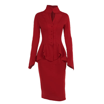 Autumn Fashion Style Elegant Slim Stand Collar Cardigan Suit