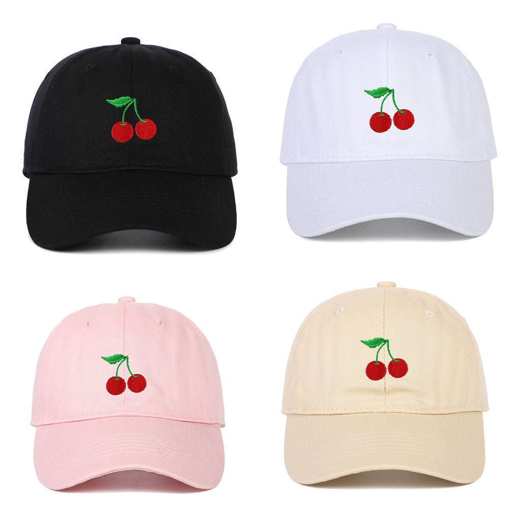 Cherry Embroidered Peaked Cap Outdoor Travel Sun-shade Sun Protection Hat