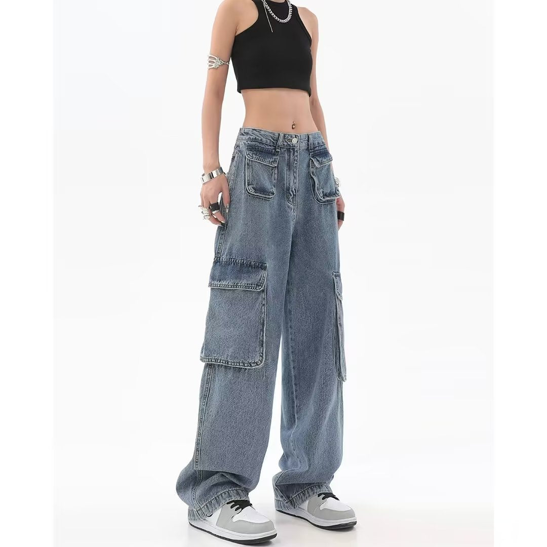 Hip-hop Multi Pocket Straight Jeans