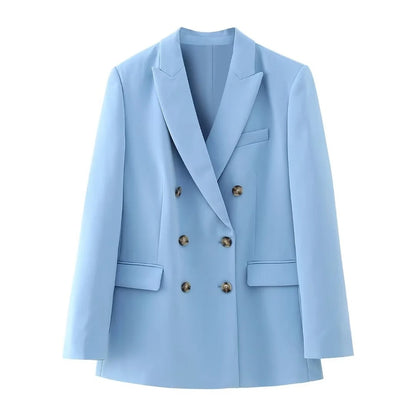 Women's Slim Double-breasted Blazer Flared  Suit