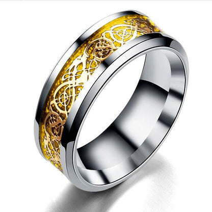 Dragon Pattern Rings Men Stainless Steel Ring Jewelry