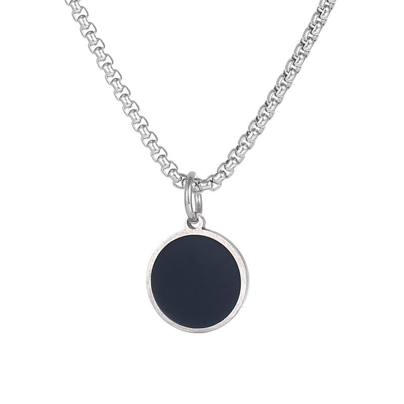 Stainless Steel Oval Titanium Steel Necklace Steel Color