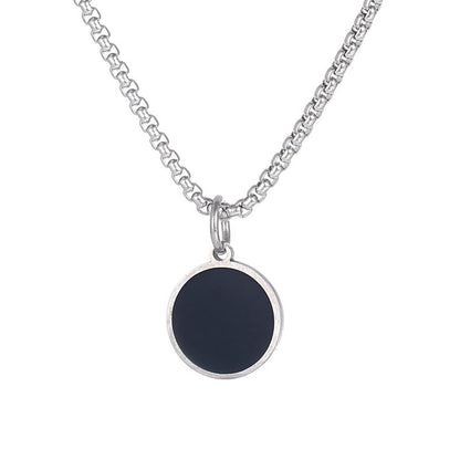 Stainless Steel Oval Titanium Steel Necklace Steel Color