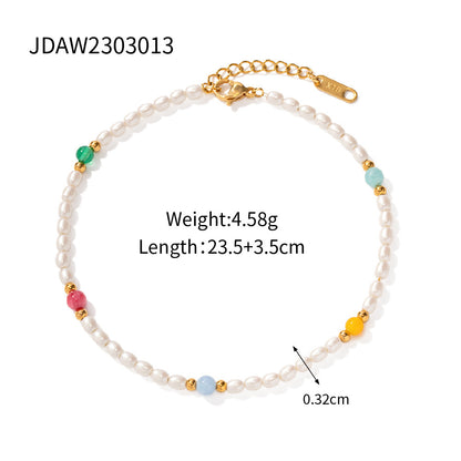 Beach Versatile Women's Simple Bohemian Color Bead Anklet Bohemian Style Foot Ornaments