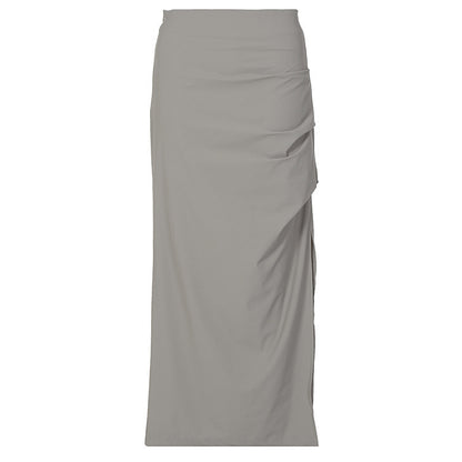 Design Pleated Slit High-waisted Midi Skirt