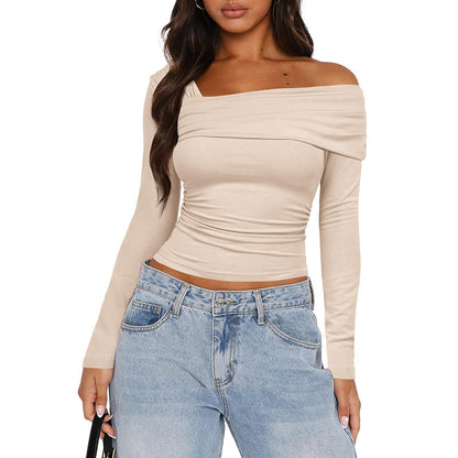 One-shoulder Long-sleeved Top T-shirt For Women