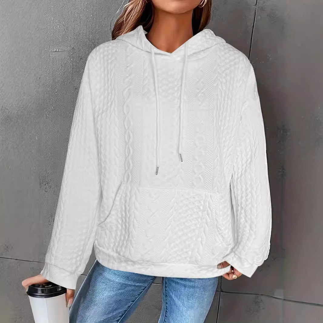 Women's Casual Jacquard Fashion Pocket Long-sleeved Shirt Knitted Sweater