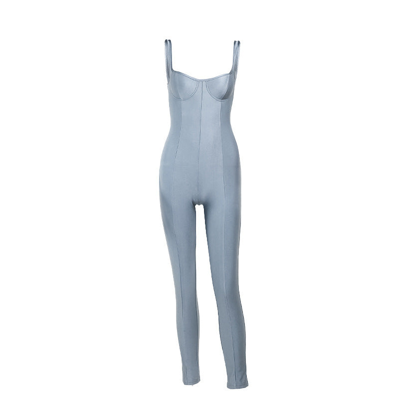 Elegant Casual Glossy Jumpsuit For Women