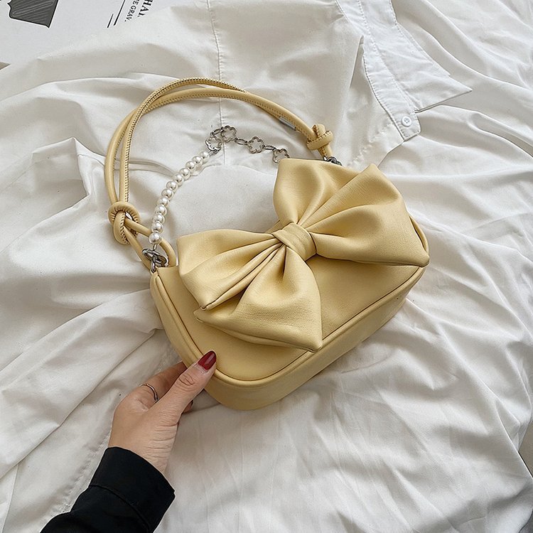 Niche Crossbody Texture Chain Bow Shoulder Bag