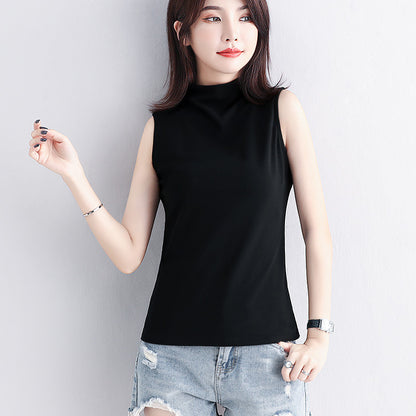 Small Turtleneck Sleeveless T-shirt Top Women