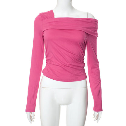 One-shoulder Long-sleeved Top T-shirt For Women