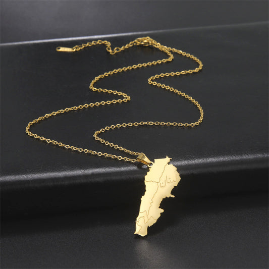 Map Material Stainless Steel Necklace And Pendant