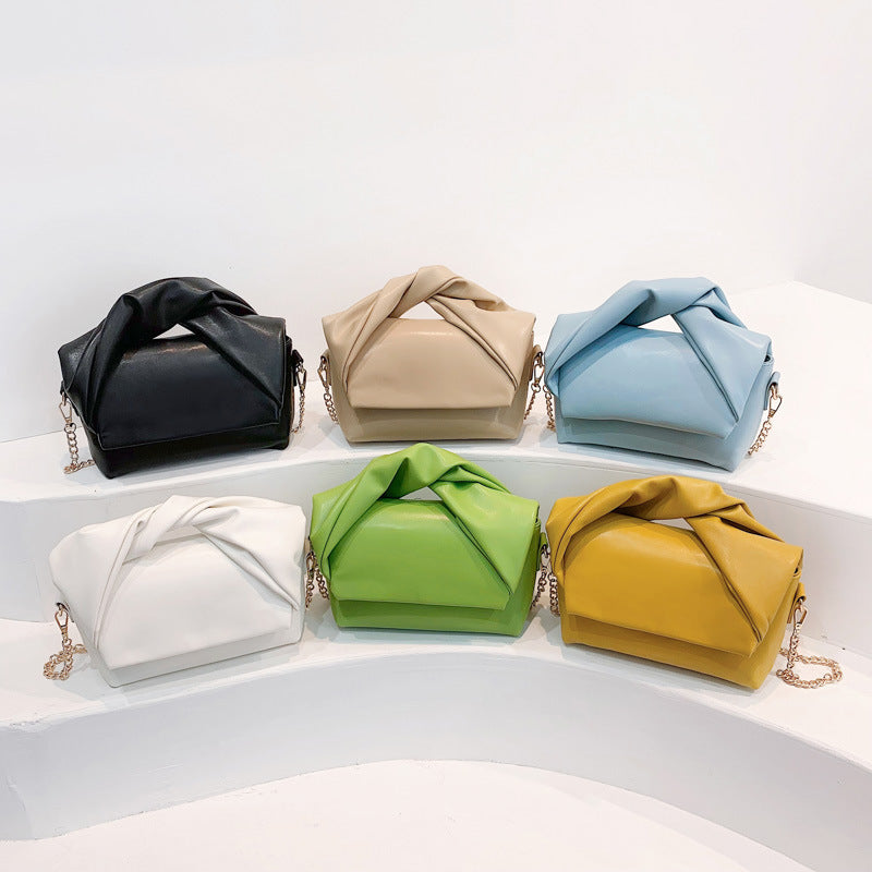 Bow Pleated Portable Small Square Shoulder Messenger Bag