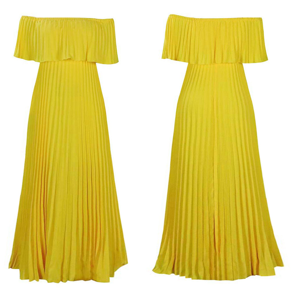 Women's Off-shoulder Pleated Dress