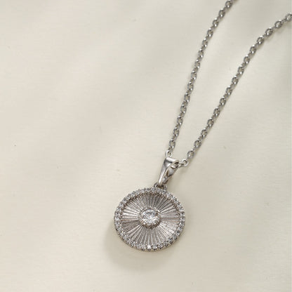 Round Striped Zircon Pendant Women