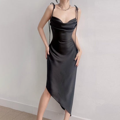 Irregular Casual Sling Satin Dress Women