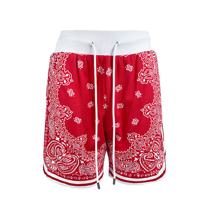 Cashew Flower Casual Loose Basketball Shorts For Men