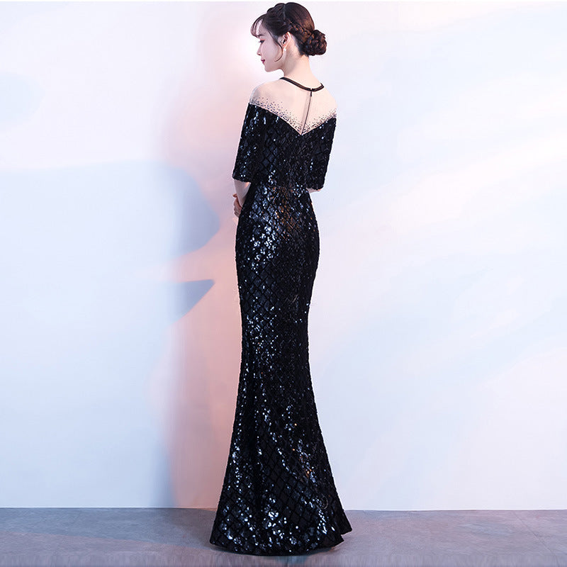 Host Catwalk Evening Dress Elegant Rhombus