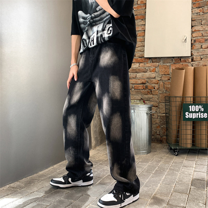 High Street Tie-dye Hip-hop Jeans Unisex Straight