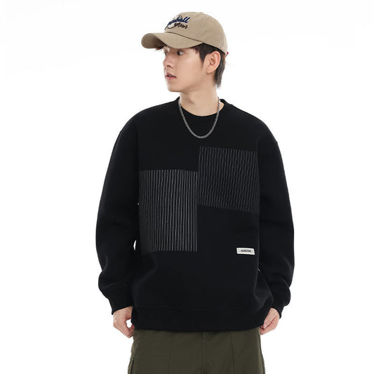 Retro Fashion And Personalized Patchwork Sweater Male