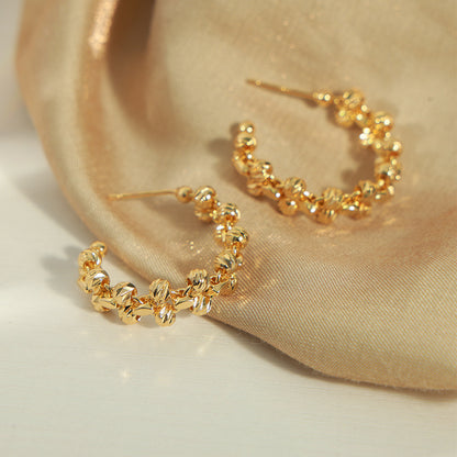 Simple Fashion Copper Irregular Beads Woven Earrings