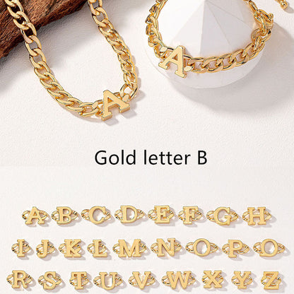 Letter Necklace Bracelet Set Fashion Women