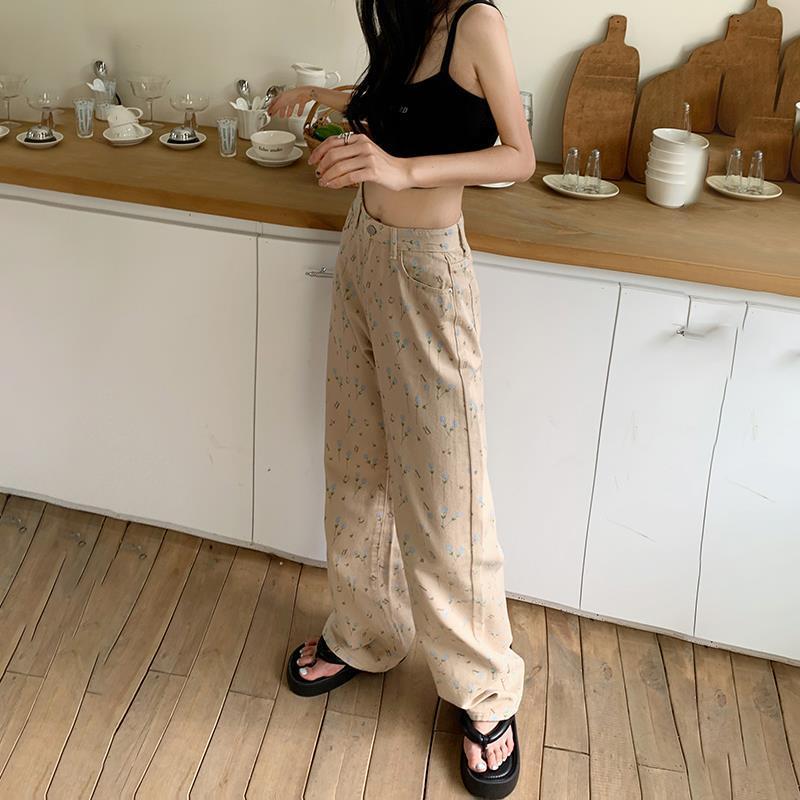 Retro Loose Wide-leg Pants Straight Jeans For Women