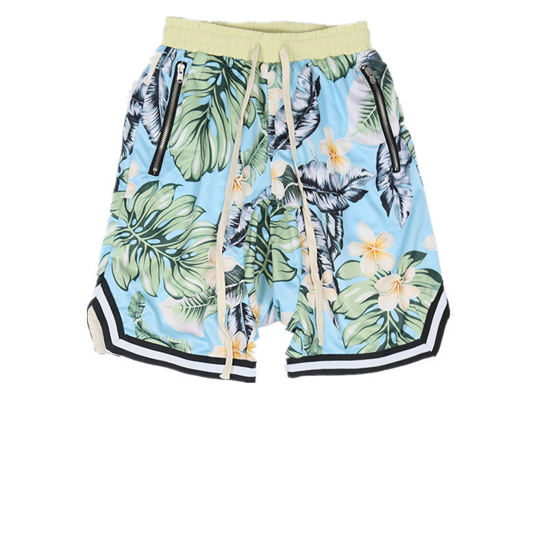 Hip Hop Man Bieber Hawaiian Style Beach Pants Shorts