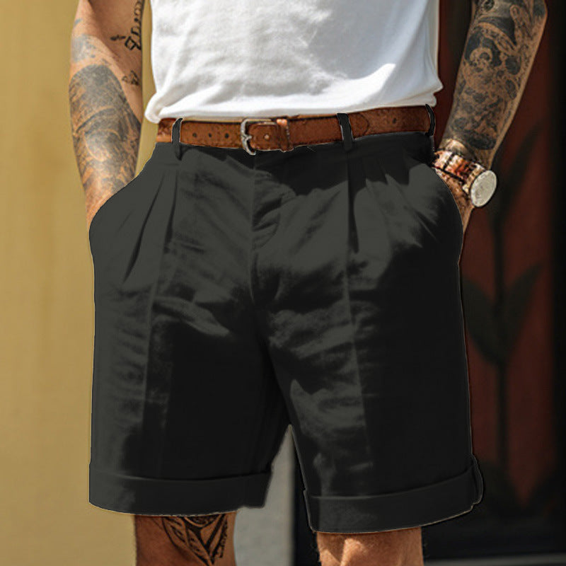 Men's Pleated Pocket Straight Leg Shorts