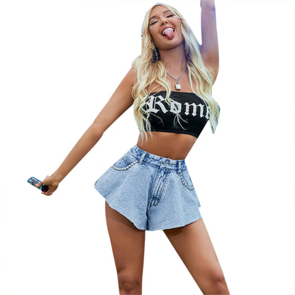 High Waist Wash Loose Slimming Denim Shorts