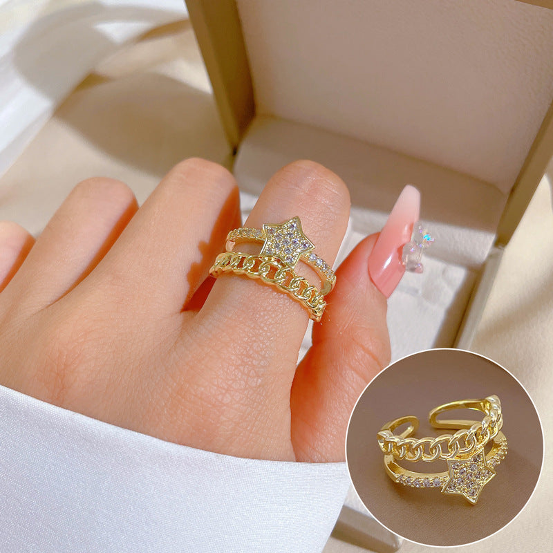 Elegant High-grade Zircon Super Ring Female Opening Adjustable