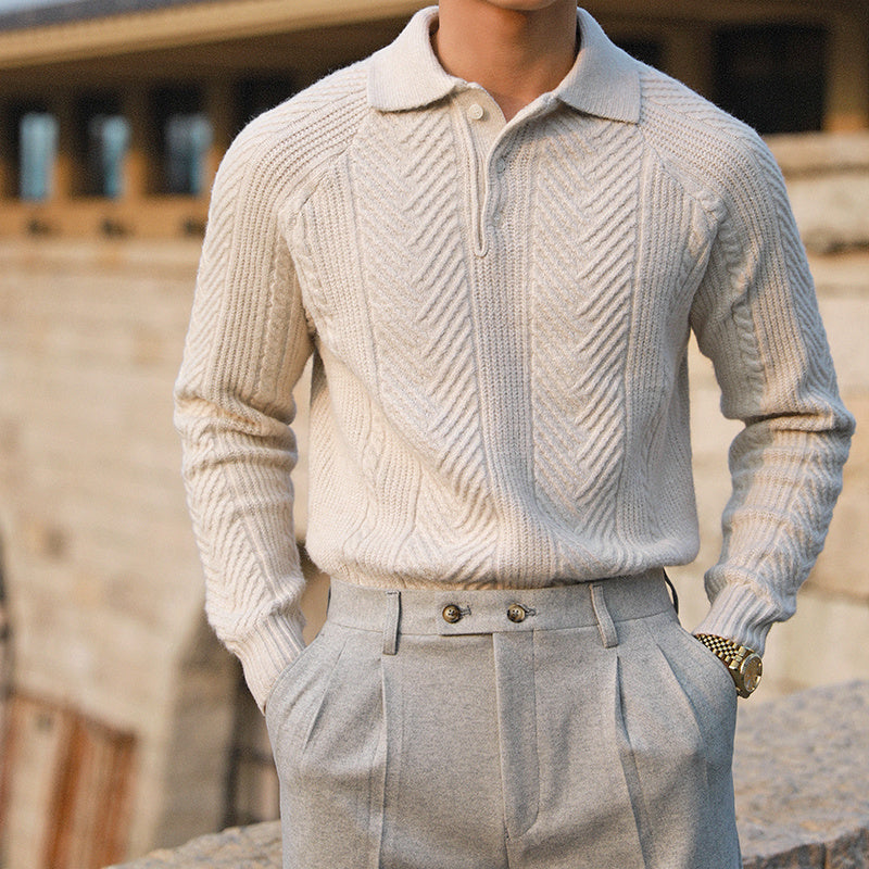 Men's Thickened Warm Base Sweater With Lapel