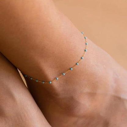 Oil Dripping Bead Herringbone Chain Anklet Rice Bead Chain Anklet