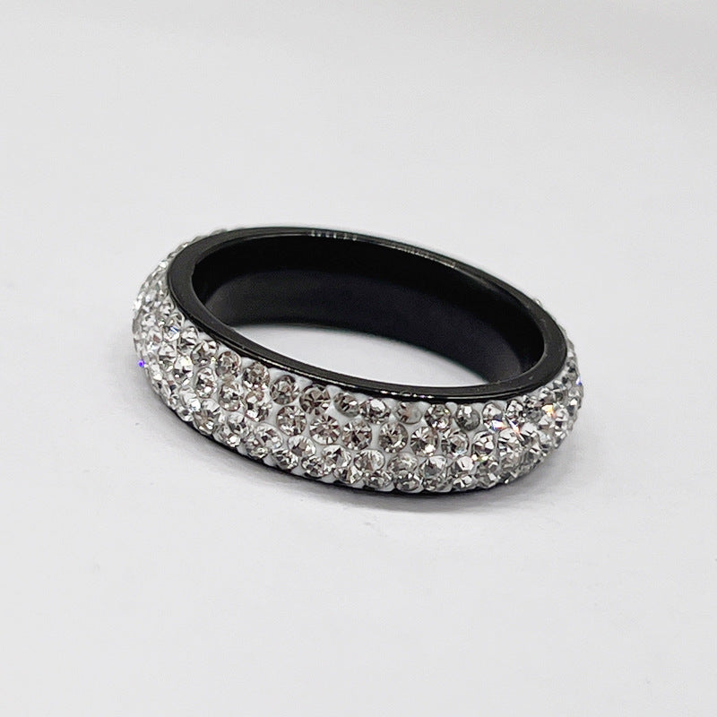 Titanium Steel Ring Female Five Rows Clay Full Diamond Ring