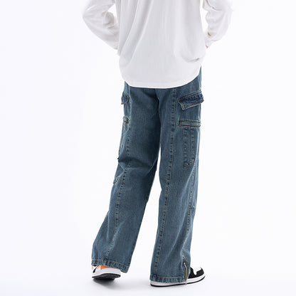 Trend Straight Leg Multi-pocket Jeans Design