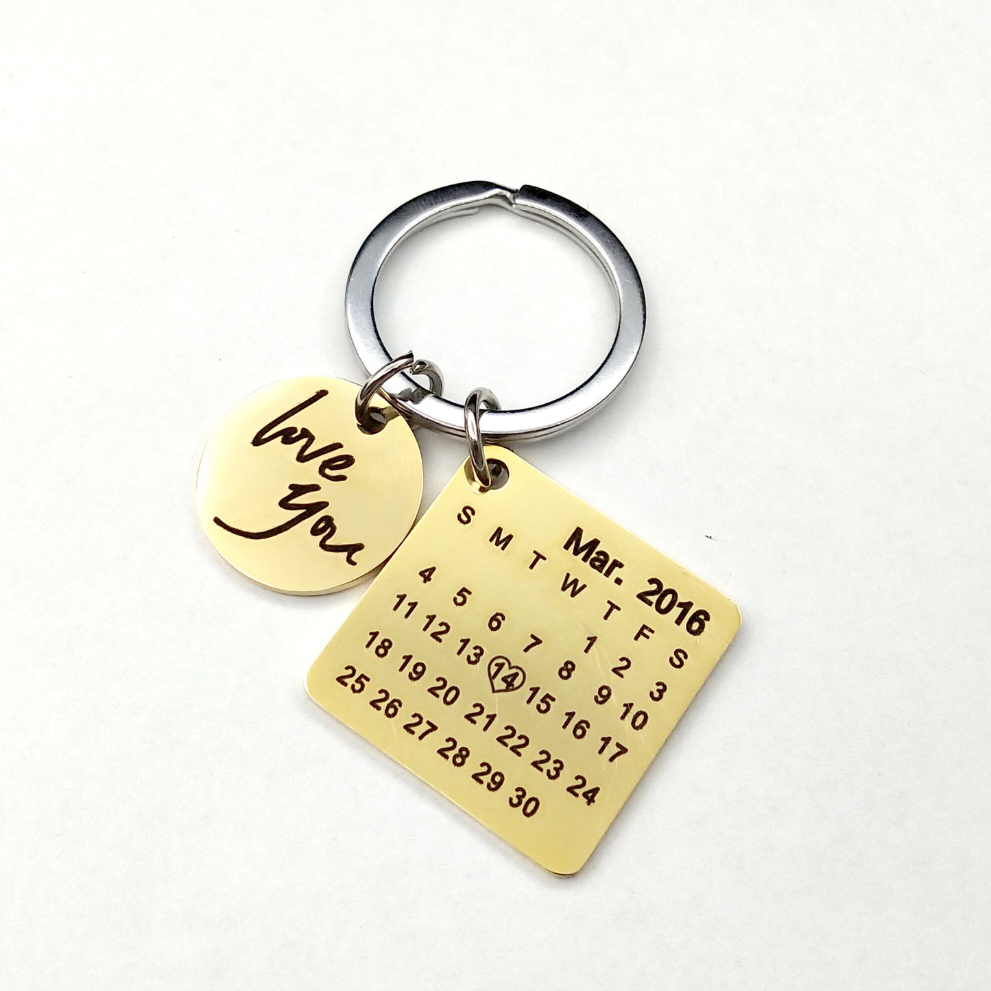 Custom DIY Personalized Calendar Keychain Hand Carved Calendar Keyring Gift For Boyfriend Girlfriend Stainless Steel Private