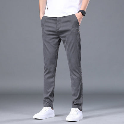 Men's Tencel Straight Trousers Slim Fit Skinny Pants