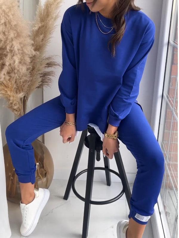 Autumn Stitching False Two-piece Sweaters Sweatpants Suit