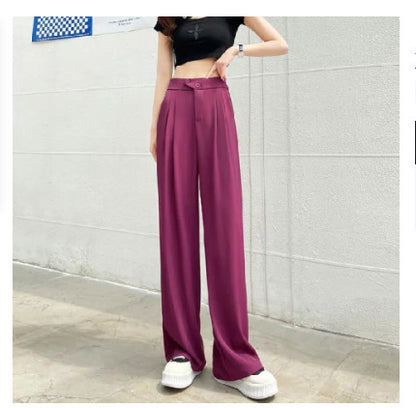 Suit Wide-leg Pants Women's High Waist Baggy Straight Trousers