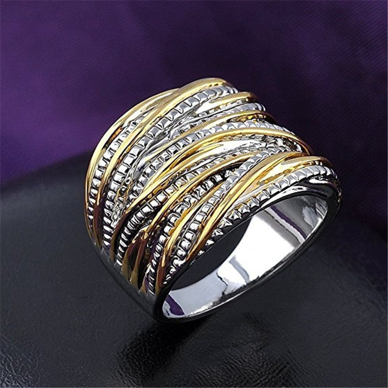 Retro Double Gold Texture Men's And Women's Rings Fashion