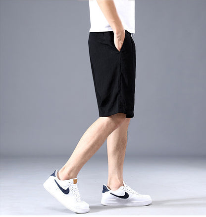 Summer Ice Silk Shorts Men's Thin Sports Quick-drying Knee Length Pants