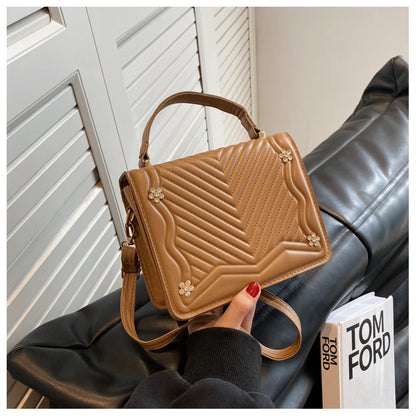 Trendy Small Square Simple Indentation Rhombus Shoulder Bag