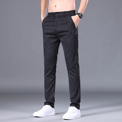 Men's Tencel Straight Trousers Slim Fit Skinny Pants