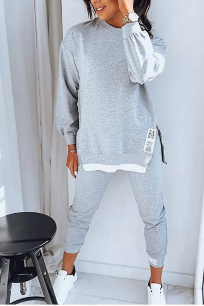 Autumn Stitching False Two-piece Sweaters Sweatpants Suit