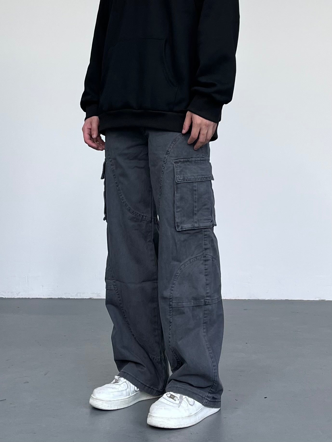 Autumn And Winter American Style Washed And Worn Loose Straight-leg Overalls