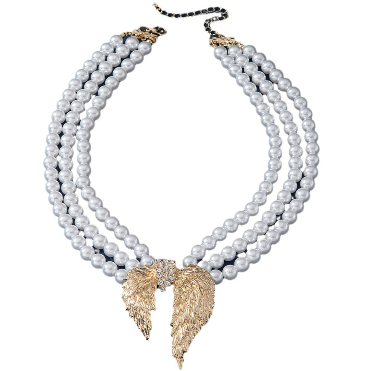 Retro Pearl Wings Multi-layer Necklace