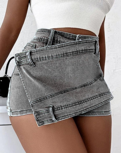 High Waist Irregular Wide Leg Pants Women's Summer Slimming Denim Skirted Leggings Shorts