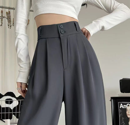 Suit Wide-leg Pants Women's High Waist Baggy Straight Trousers